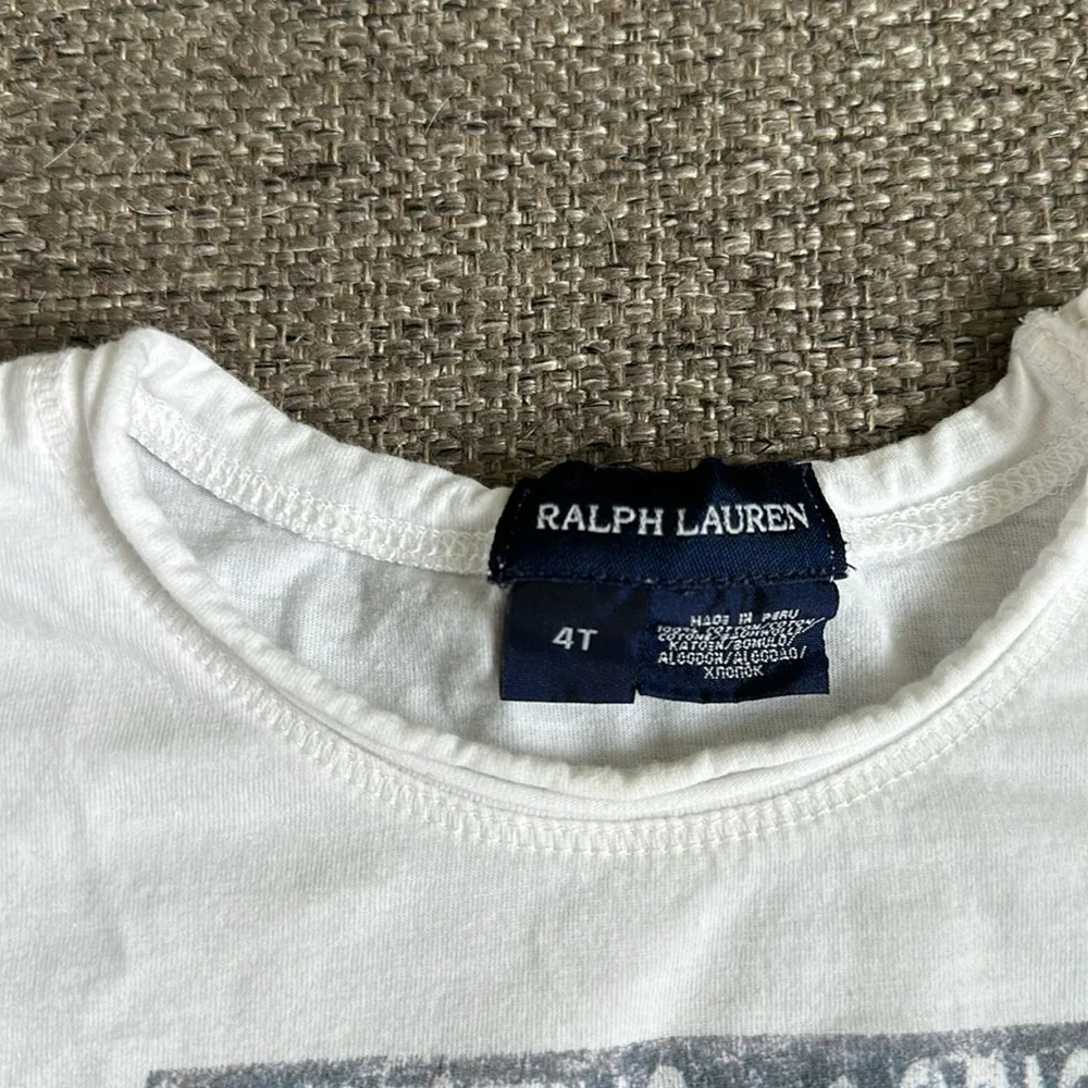 Ralph Lauren Girls White Sea Breeze Surf Graphic T-Shirt Size 4 / 4T